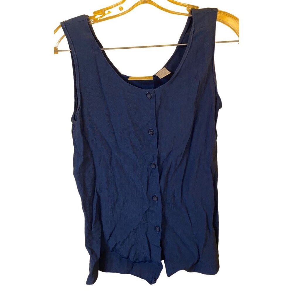 Liz Claiborne Collection Blue Sleeveless Button-Down Blouse S Rayon Womens Top